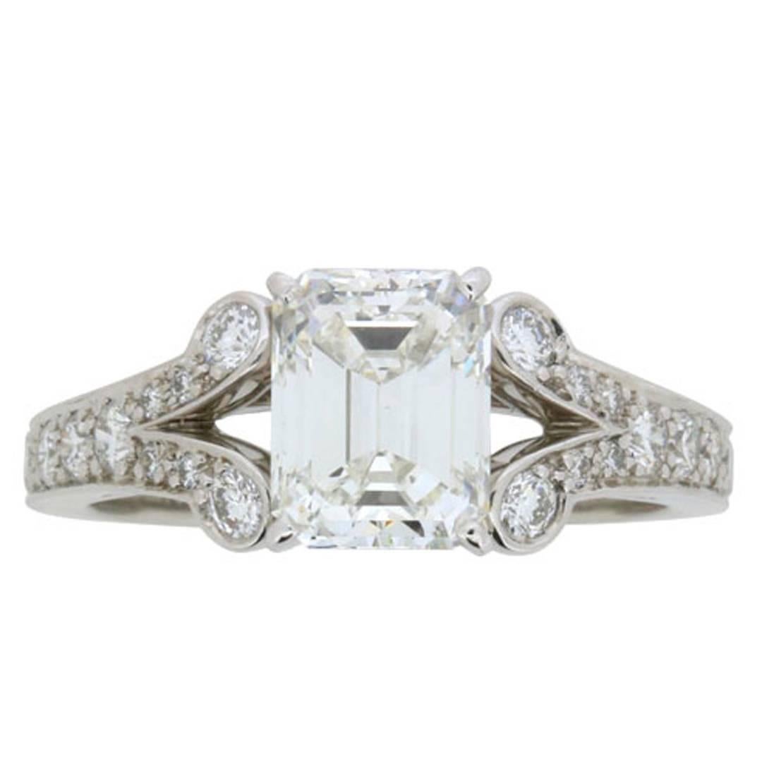 Cartier ‘Paved Ballerine’ 1.51 Carat Emerald Cut Diamond Engagement Ring