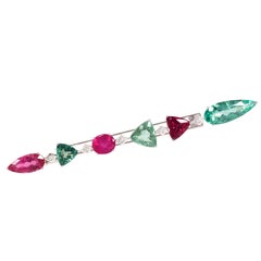 Rubellite and Green Tourmaline Javelin Brooch