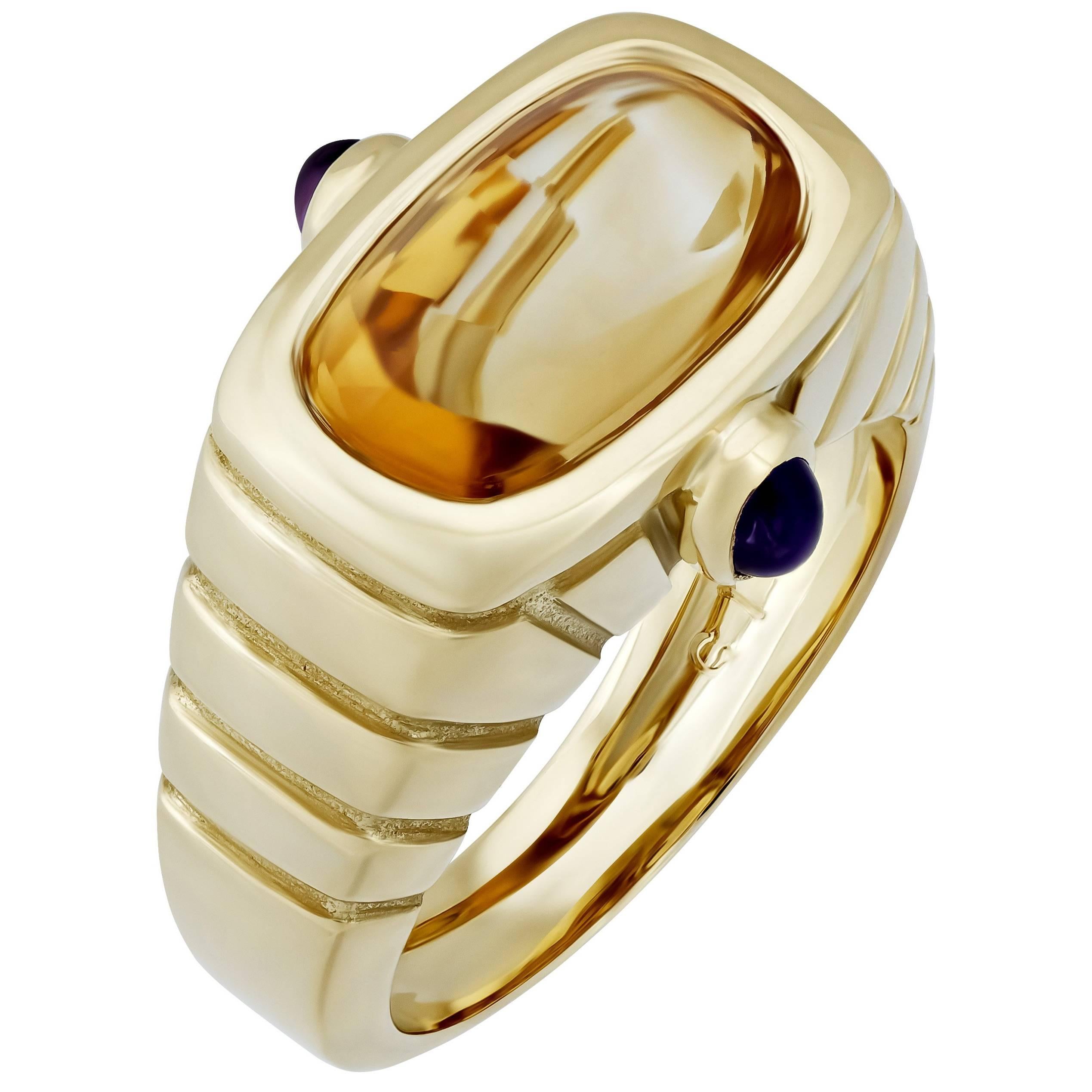 Van Cleef & Arpels Citrine and Amethyst Yellow Gold Ring