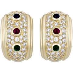 Dior Diamond Sapphire Ruby and Emerald Earrings 4