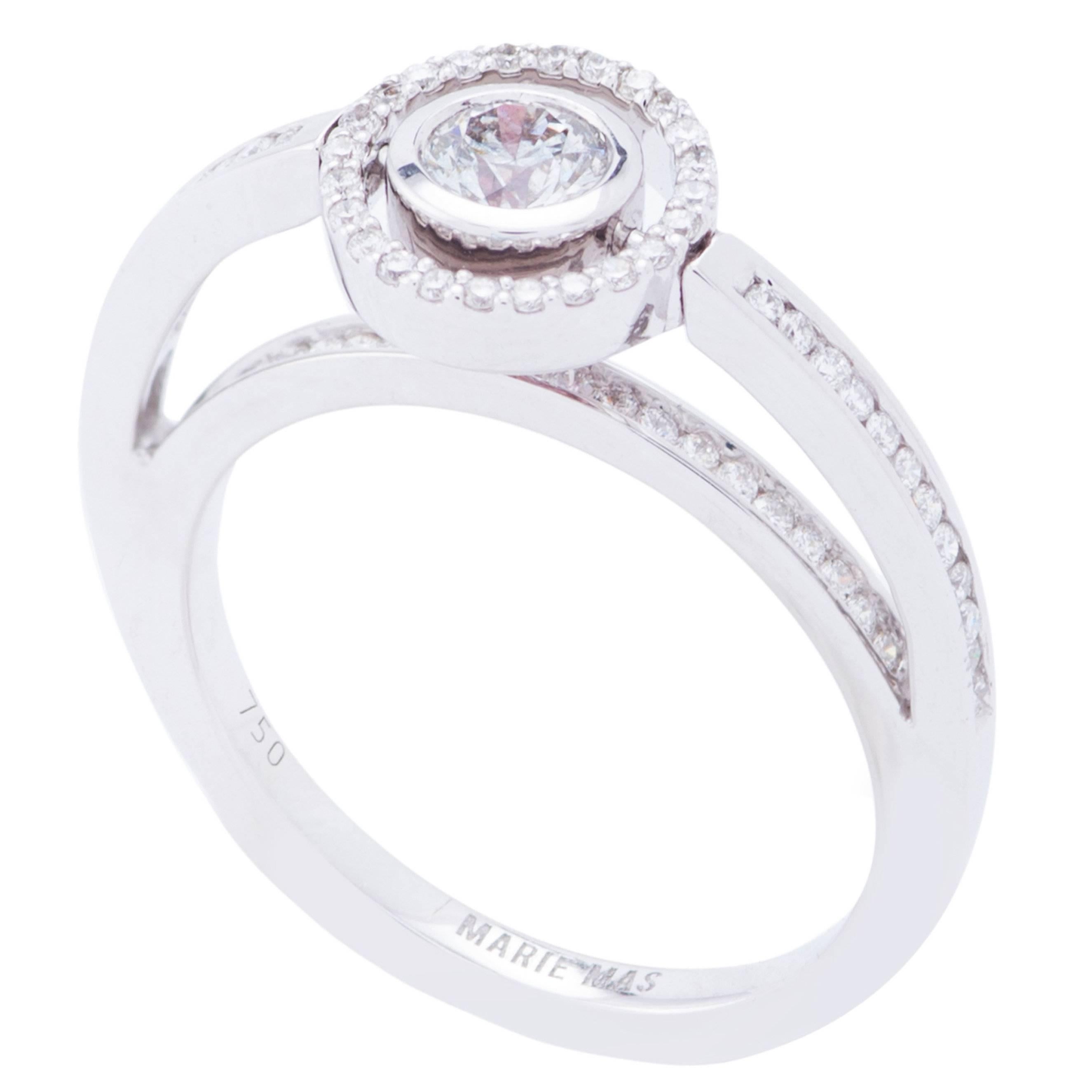 Marie Mas Reversible Swiveling Engagement Ring, White Gold, Diamonds, Tourmaline For Sale