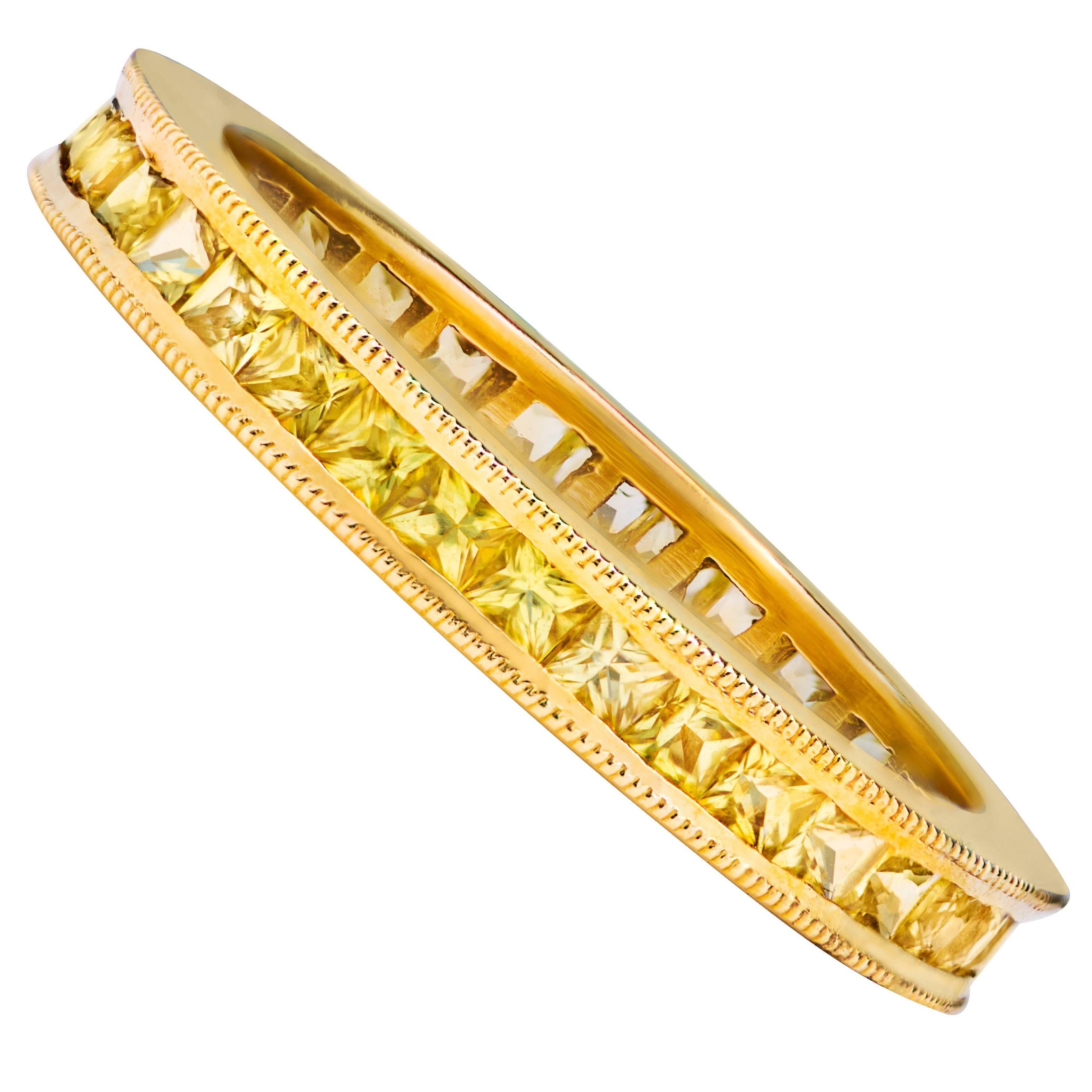 Roman Malakov 1.43 Carats Total Yellow Sapphire Eternity Wedding Band Ring For Sale