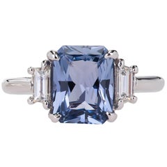 Peter Suchy 2.56 Carat Sapphire Diamond Platinum Three-Stone Engagement Ring 9