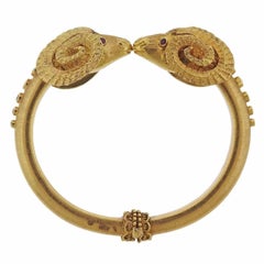 Zolotas Greece Gold Ruby Sapphire Ram's Head Bracelet
