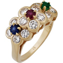 Van Cleef & Arpels Emerald Ruby and Sapphire Yellow Gold Ring