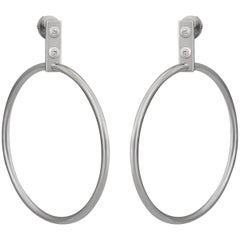 Louis Vuitton 18 Karat White Gold Creoles Clous Diamond Earrings 6
