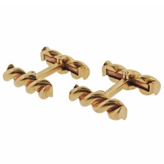 Mid Century Cartier Gold Twist Bar Cufflinks 3