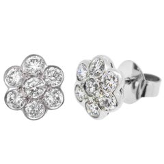18ct White Gold 1.74ct Diamond Daisy Earrings