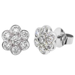 18ct White Gold 1.74ct Diamond Daisy Earrings 