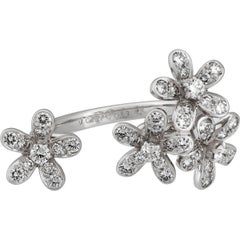 Van Cleef and Arpels 18K WG Diamond Flower Ring Size: 6.25 - 7 (open ring)