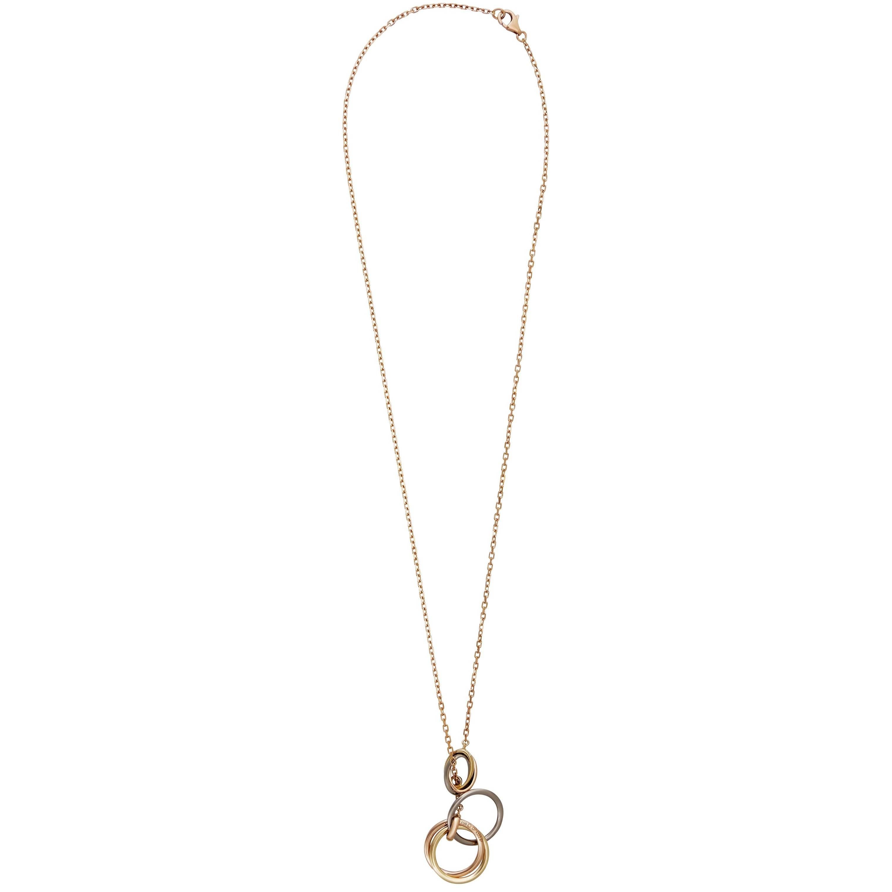 Cartier Diamond Yellow White and Rose Gold Trinity Necklace