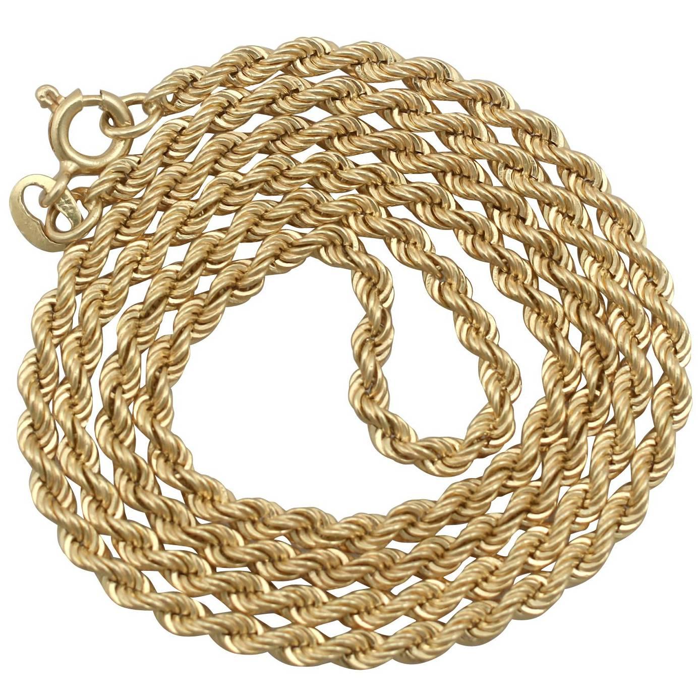 1970s 18 Karat Yellow Gold Rope Chain