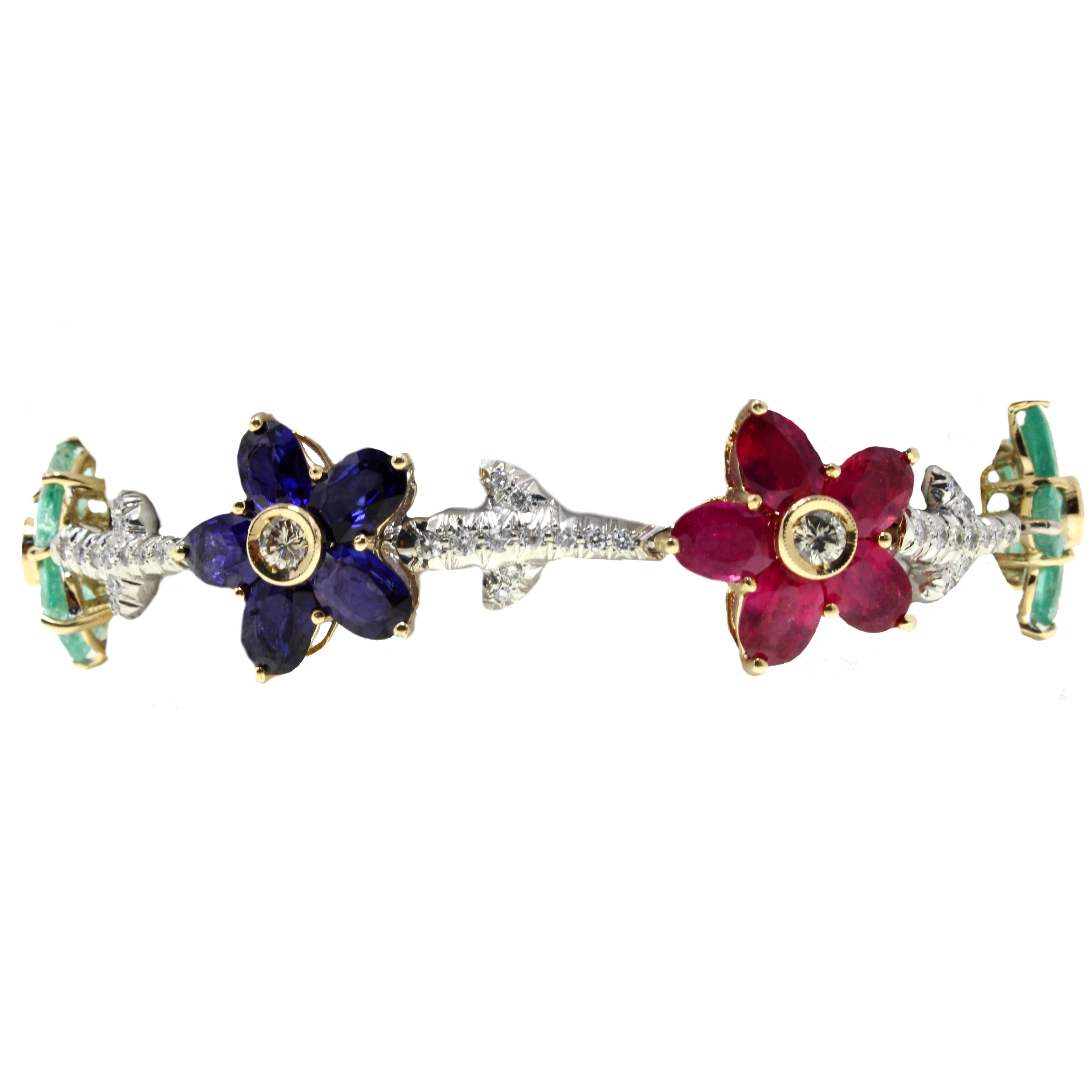 Luise Gold Diamond Ruby Sapphire Emerald Bracelet