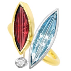 Atelier Munsteiner Aquamarine Spessartine Garnet Diamond Platinum Gold Ring 5