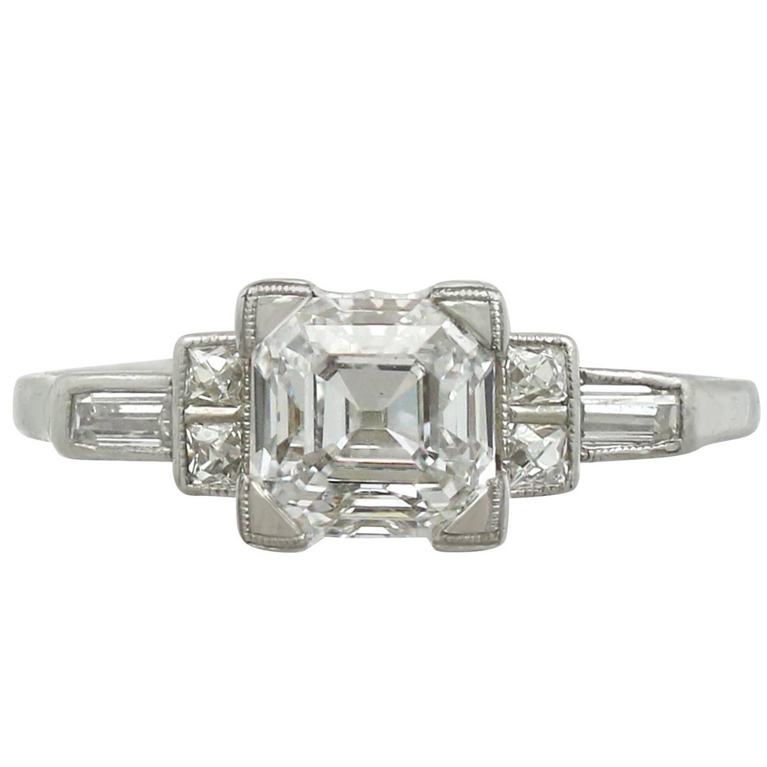 1930s 1.76 Carat Diamond and Platinum Solitaire Engagement Ring