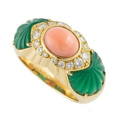 Cartier Coral Chrysoprase Diamond Ring