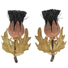 Buccellati Tri Color Gold Silver Thistle Earrings 9