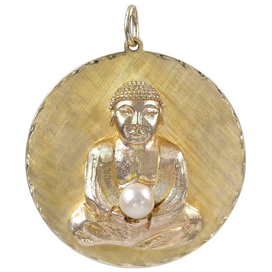 Large Gold Buddha Pendant Charm