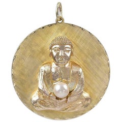 Large Gold Buddha Pendant Charm