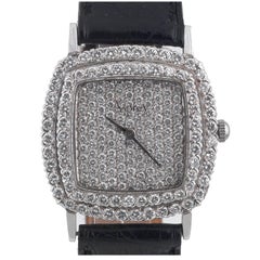 Asprey White Gold Full Pavé Set Diamond Dial Case and Buckle Wristwatch