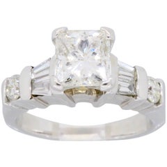 1.00 Carat Princess Cut Diamond White Gold Engagement Ring 
