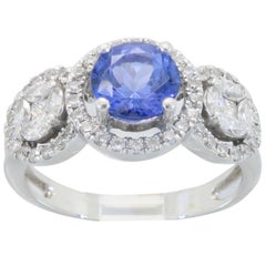 Diamond and Tanzanite Triple Halo Ring 9