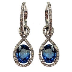 Blue Sapphire Diamond Gold Earrings