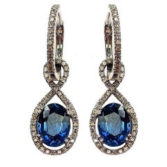 Blue Sapphire Diamond Gold Earrings 5