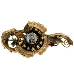 Victorian Enamel Gold Brooch 7