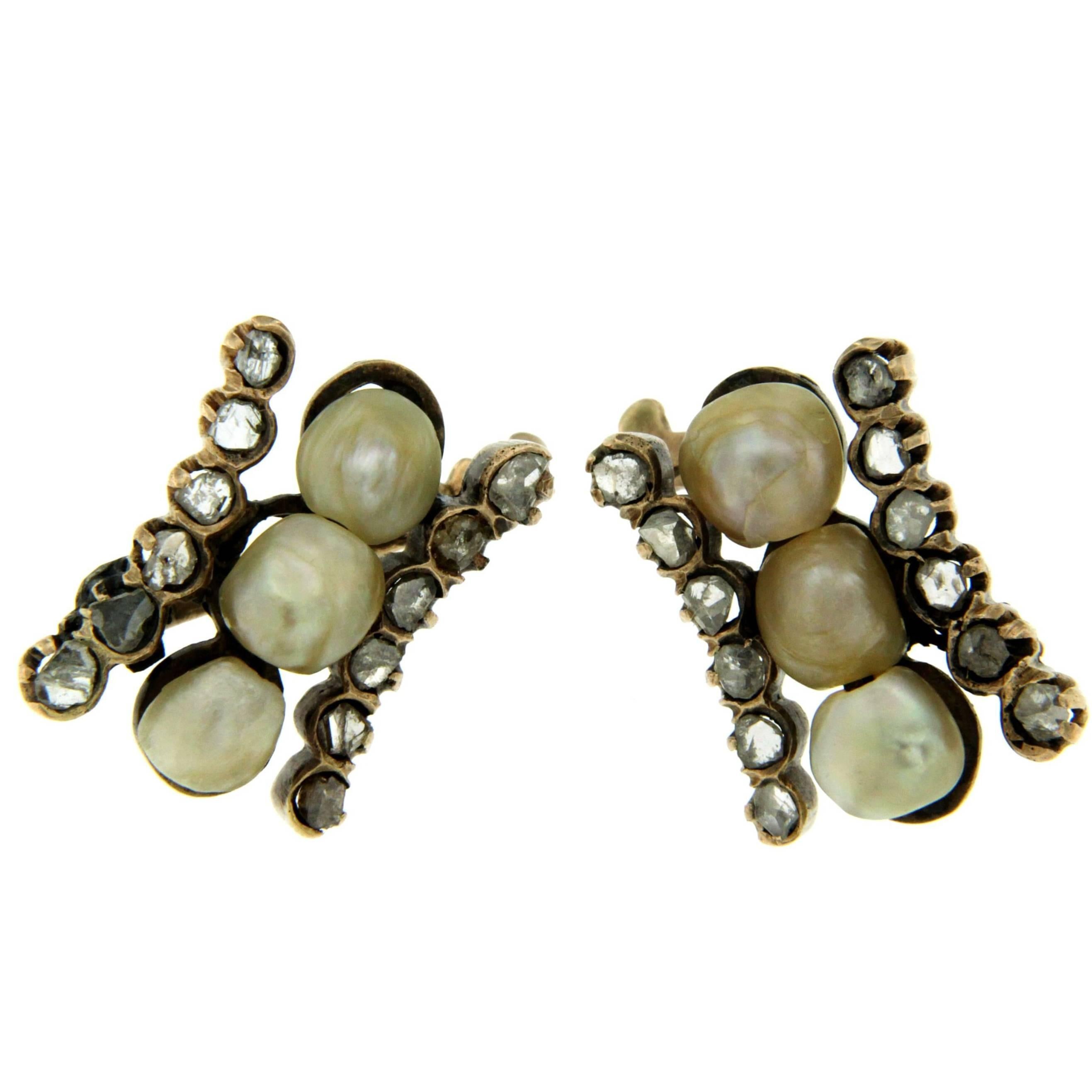 Antique Pearl Diamond Earrings