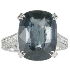 Peter Suchy GIA Certified 9.74 Carat Sapphire Diamond Platinum Engagement Ring