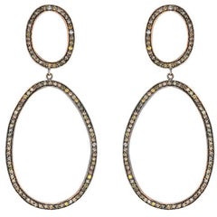 14 Karat Rose Gold and Fancy Color Diamond Drop Dangle Earrings