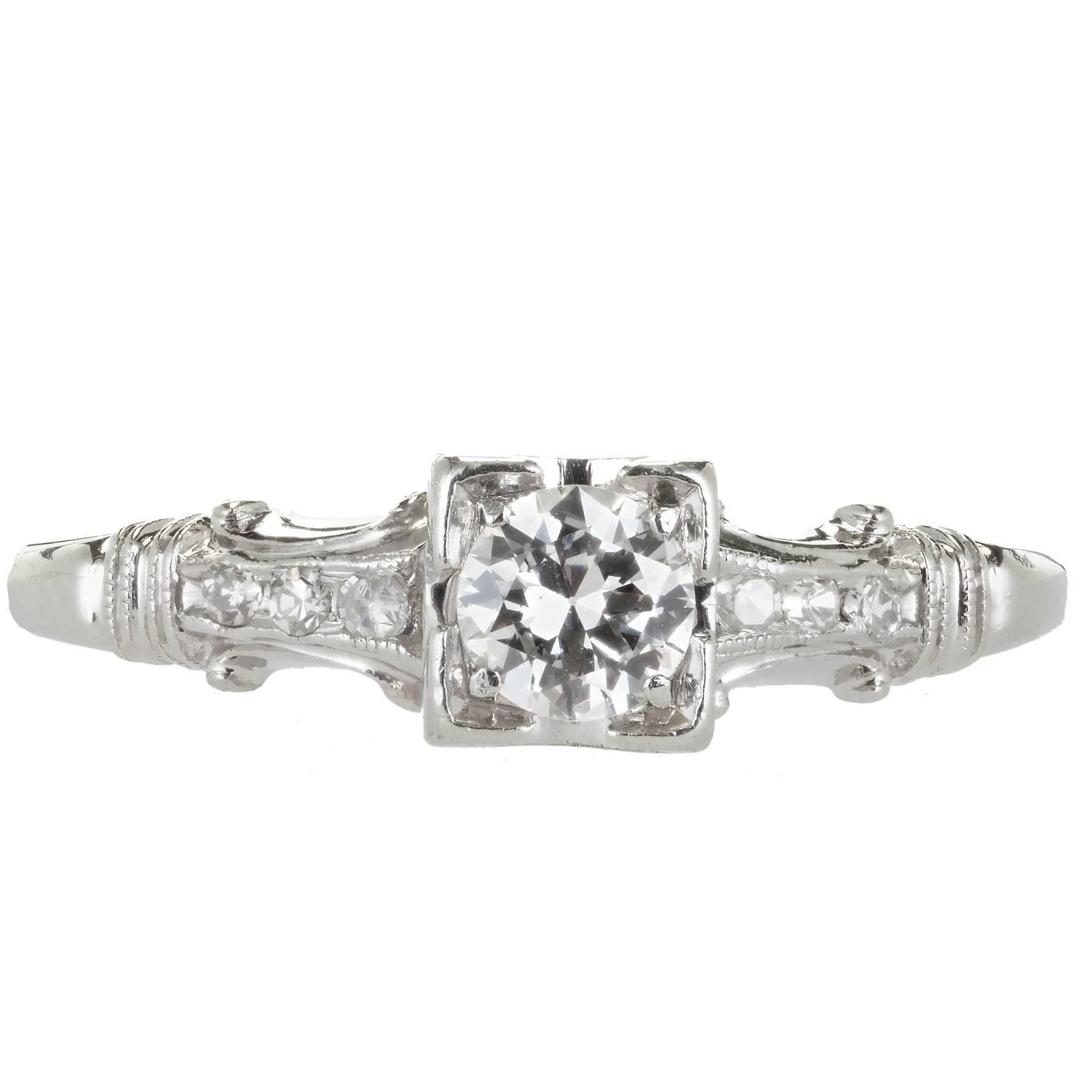 Jabel EGL Certified Diamond Platinum Engagement Ring, circa 1940