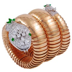 Bulgari Ladies Yellow Gold Diamond Emerald Eyes Serpenti Bracelet Wristwatch 3