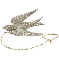 1890s Victorian 1.95 Carat Diamond and Ruby Yellow Gold and Silver Set Brooch 9