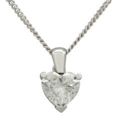 1990s 1.02 Carat Diamond and White Gold Heart Pendant 8
