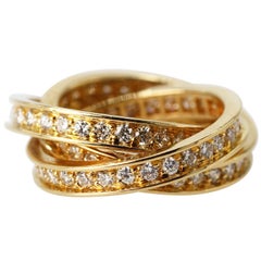 Cartier Diamond and Gold Trinity Band Ring