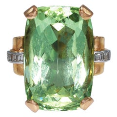1940s Green Beryl and Diamond Cocktail Ring