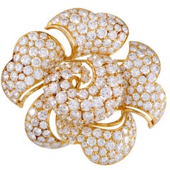 Bulgari Large Diamond Pave Gold Flower Brooch 1