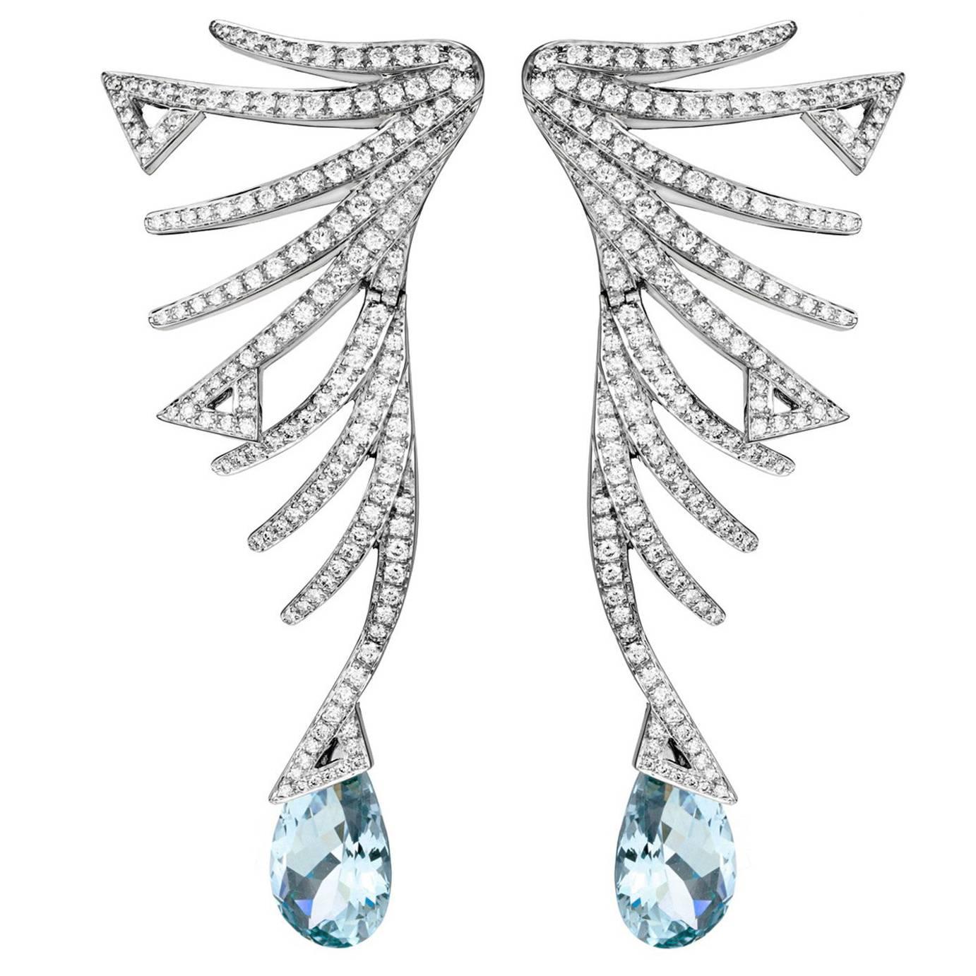 Akillis Cruella Aquamarine Diamond  Earrings  For Sale