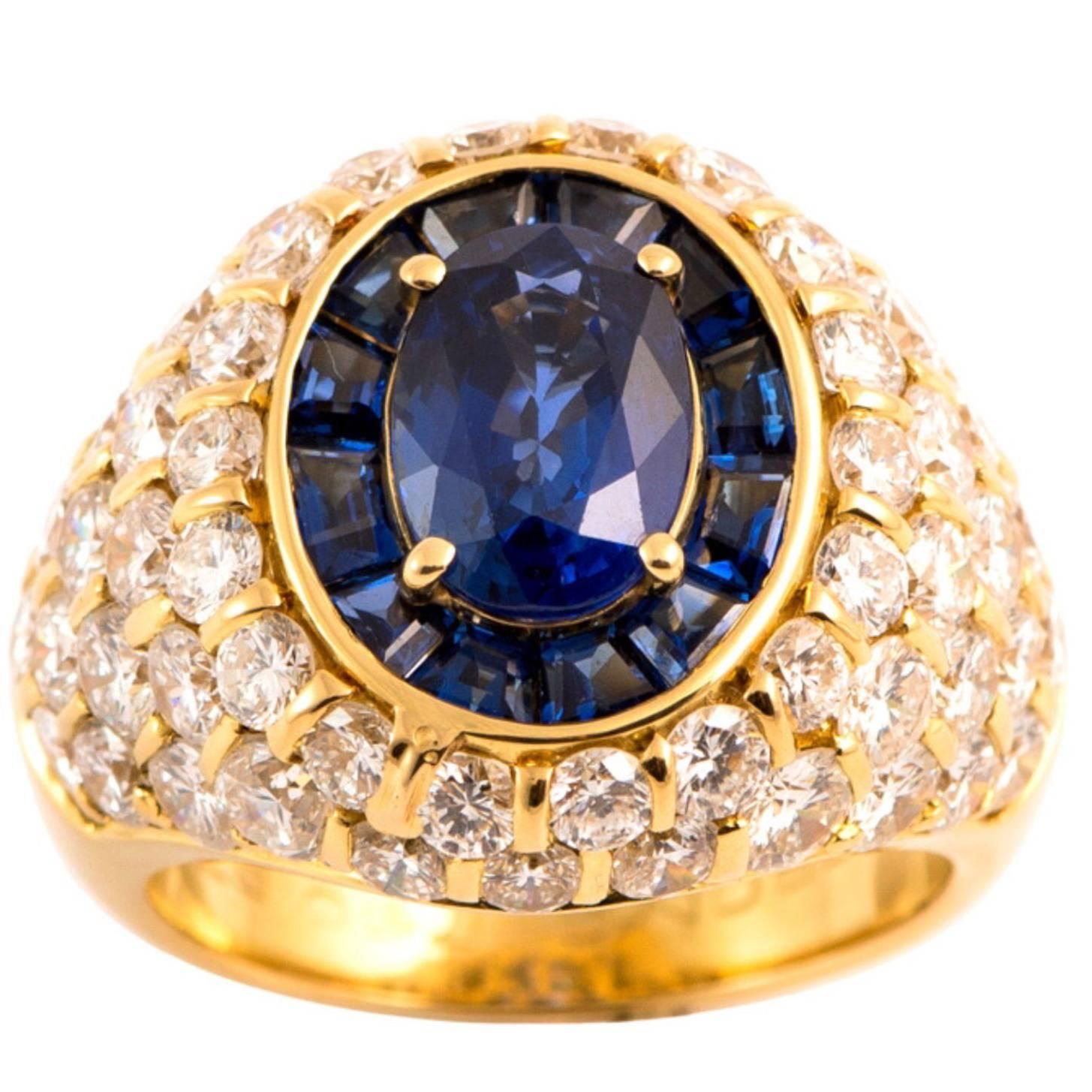 Boucheron Sapphire  Diamond Gold Ring For Sale