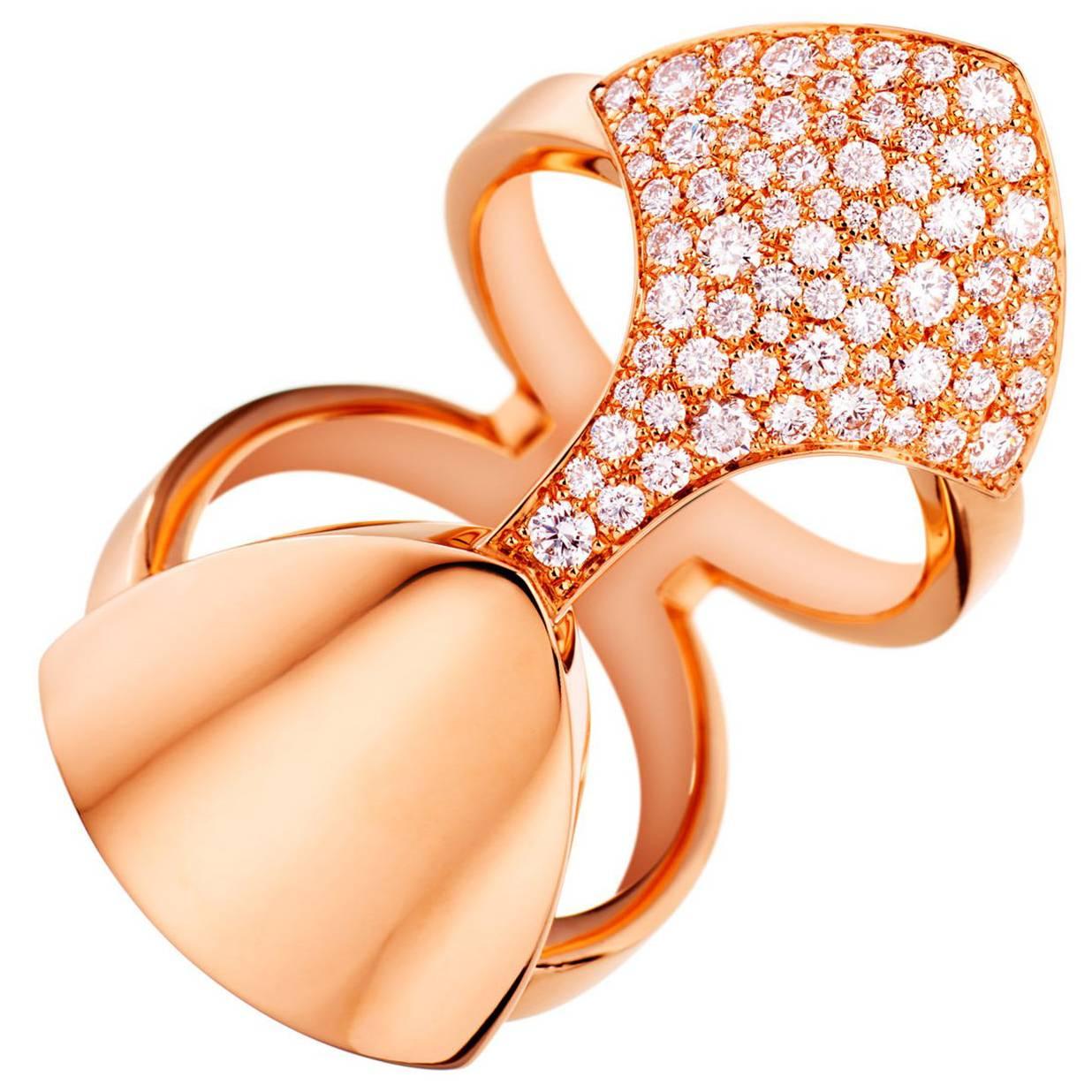 Akillis Python Armor Ring 18 Karat Rose Gold White Diamonds For Sale
