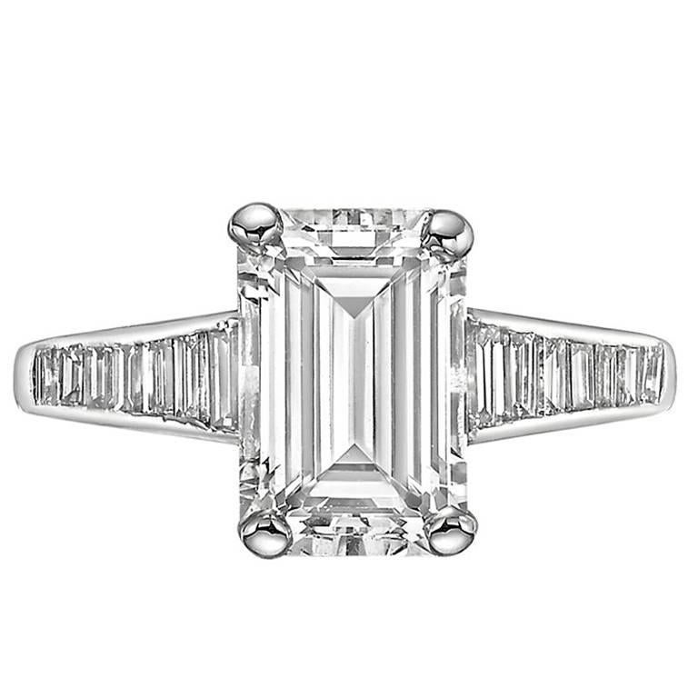 GIA Report 2.32 carat Emerald-Cut Diamond Engagement Ring