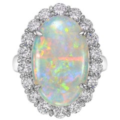 Opal Diamond Cluster Cocktail Ring 5