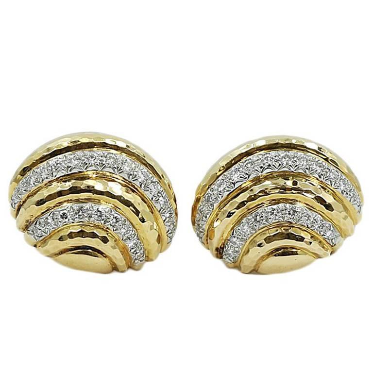 Andrew Clunn Diamond Dome Earrings For Sale