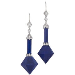 Fred Leighton  Lapis Lazuli  Diamond Prism Pendant Earrings