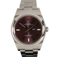 Used Rolex Stainless Steel Oyster Grape Dial Perpetual 39 Wristwatch Ref 114300