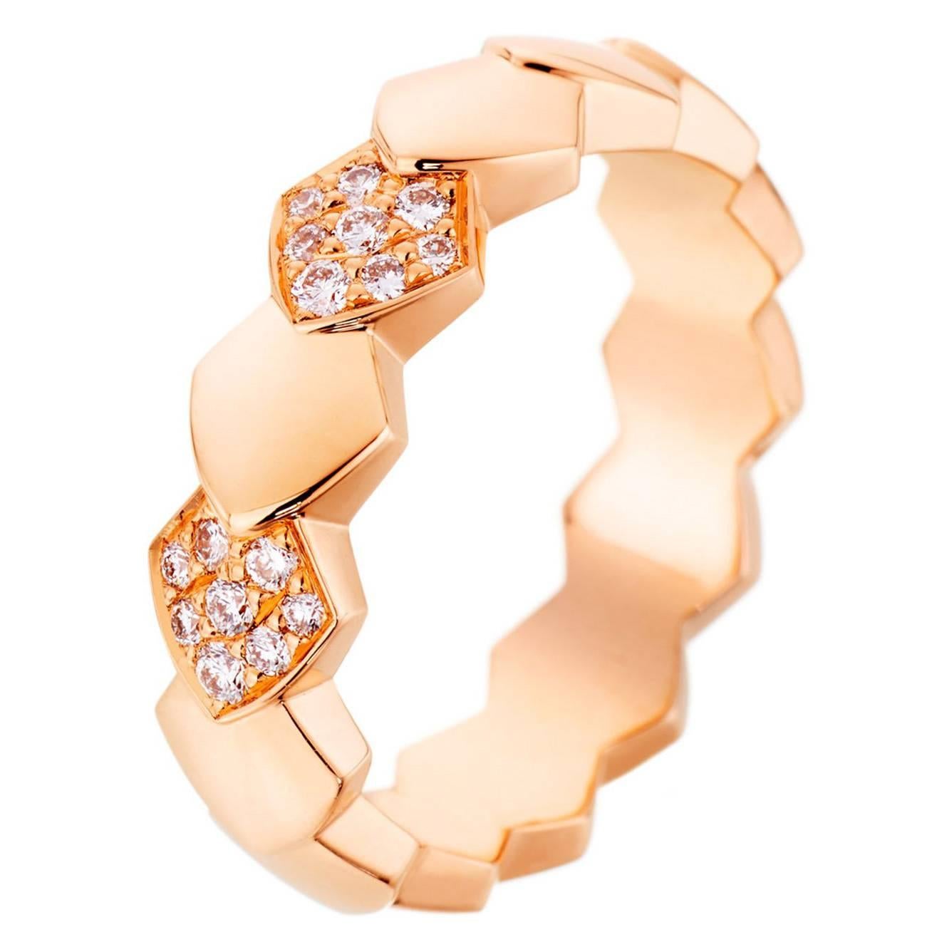 Akillis Python Ring 18 Karat Rose Gold White Diamonds For Sale