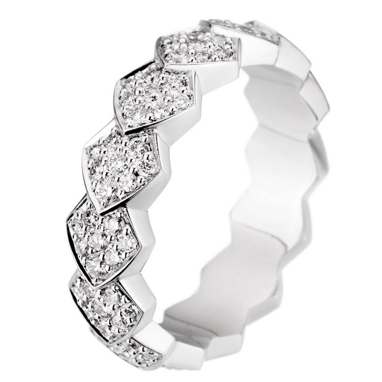Akillis Python Ring 18 Karat White Gold White Diamonds For Sale