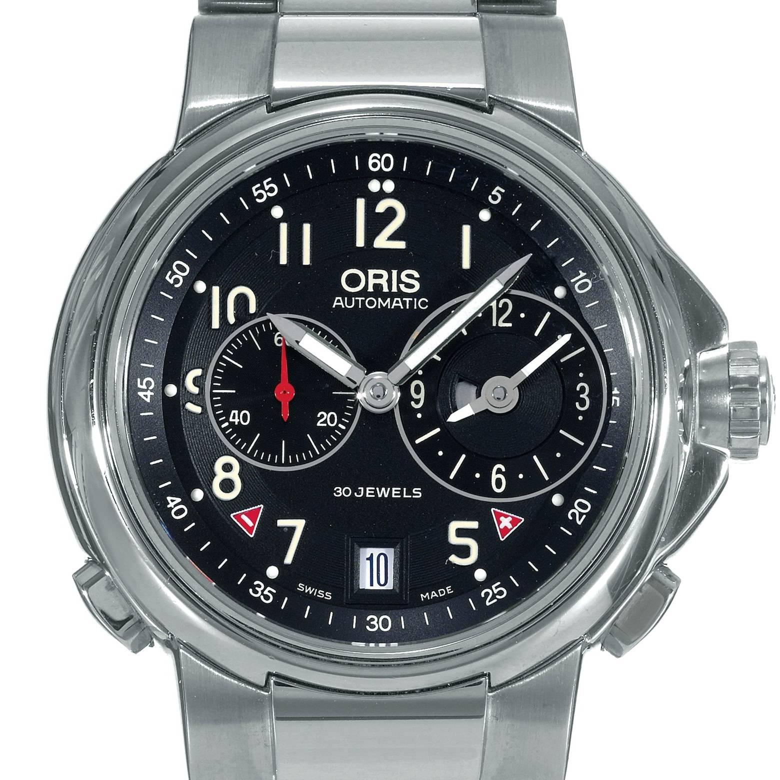 Oris Stainless Steel Artelier Worldtimer Automatic Wristwatch For Sale